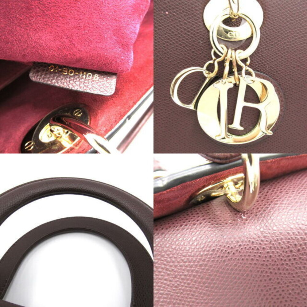 Dior Lady Dior Shoulder Bag Leather Bordeaux - Picture 9 of 10